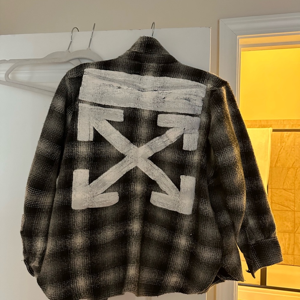 Off White: Button Down Flannel Shacket - image 3